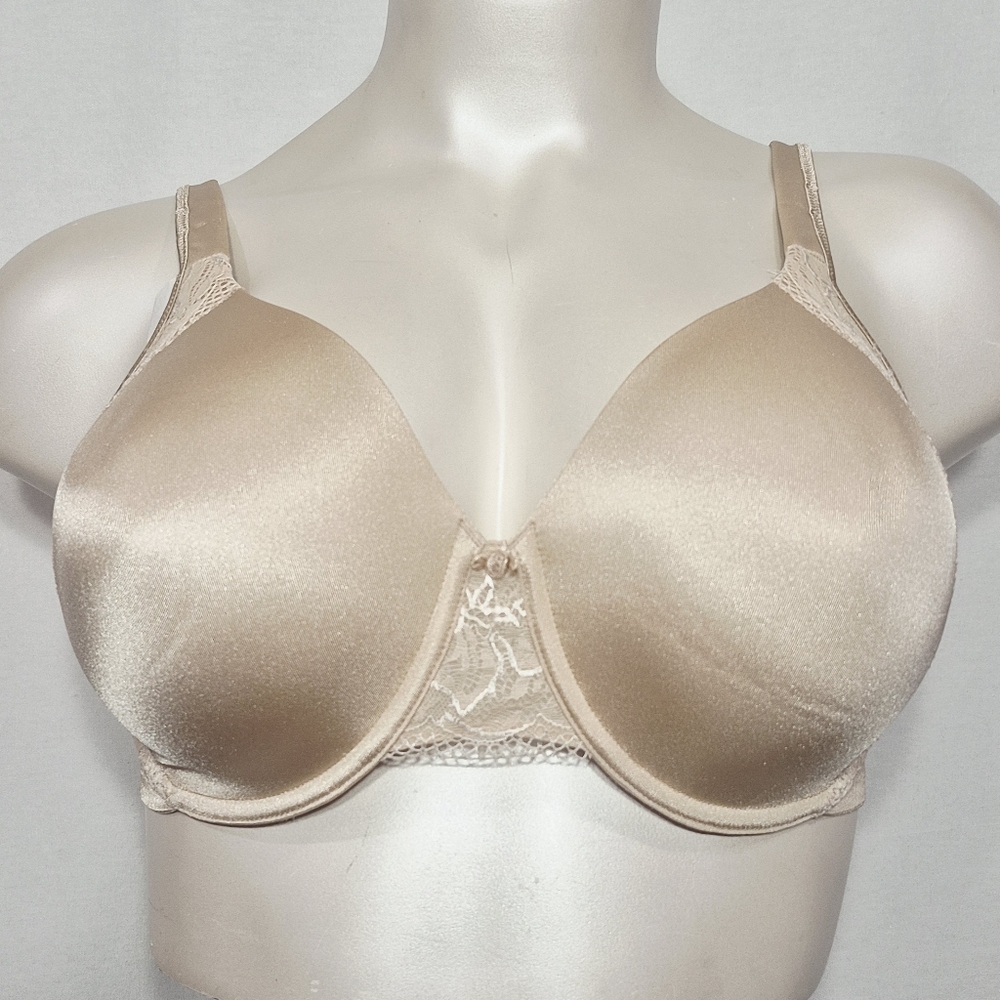 38DD Bali 3547 3B47 One Smooth U Support‎ Lace Trim UW Bra Beige NWT